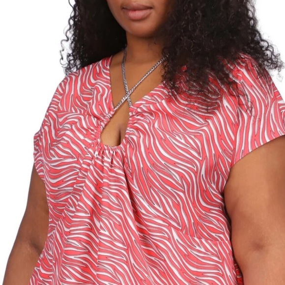 Michael Kors pink Zebra Print Chain trim blouse NWT 3X - Picture 3 of 12